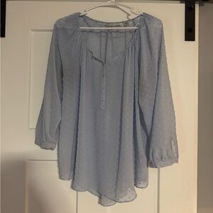 LC Lauren Conrad Blue Buttoned Blouse with Peter Pan Collar